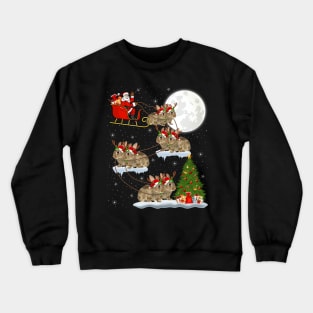 Funny Xmas Lighting Tree with Santa Rides Bunny at Christmas Crewneck Sweatshirt